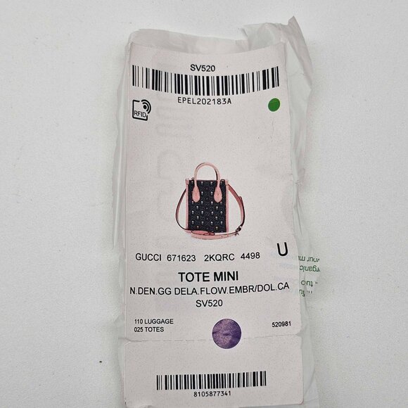 Gucci GG Denim Flowers Mini Tote Bag 400-012925 Brand New with Tag - Picture 11 of 11